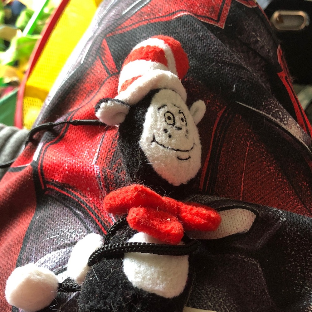 Dr. Seuss Cat in the Hat Plush Keychain - Red, White, Black